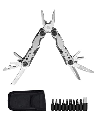 Couteau de poche pince multi-outils, couteau de poche multifonctionnel 23 en 1, kit multi-outils en acier inoxydable comprenant un couteau utilitaire, un coupe-fil, une scie,...