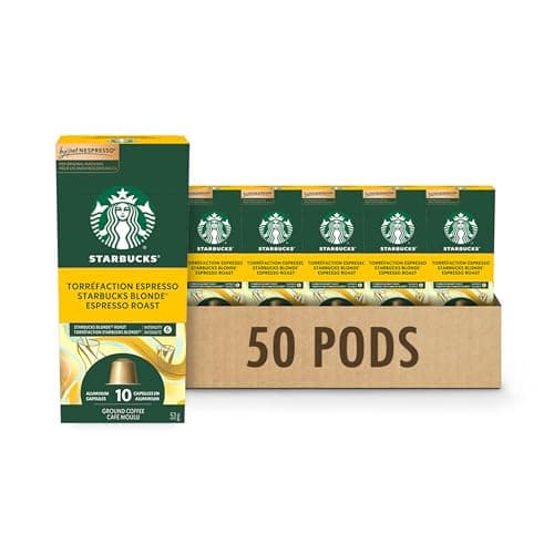 Starbucks by Nespresso Capsules de café Nespresso blondes torréfiées, compatibles avec la ligne originale, 5 x 10 dosettes de café Nespresso, 50 pièces