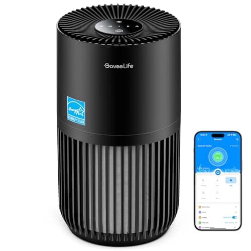 GoveeLife Mini purificateur d'air pour chambre à coucher, purificateur d'air à filtre intelligent avec contrôle par application Alexa pour poils d'animaux, odeurs, pollen, fumée, purificateur d'air portable...