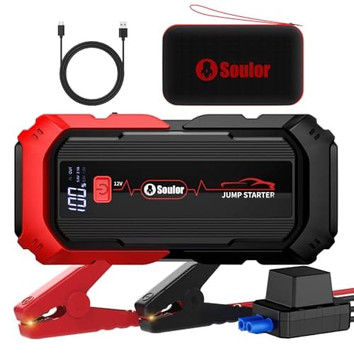 Démarreur de Saut de Voiture Portable, Booster de Batterie 5000A avec Câbles de Démarrage Lumières LED Démarreur de Saut de Batterie de Voiture 12V Démarreur de Saut de Booster de Voiture
