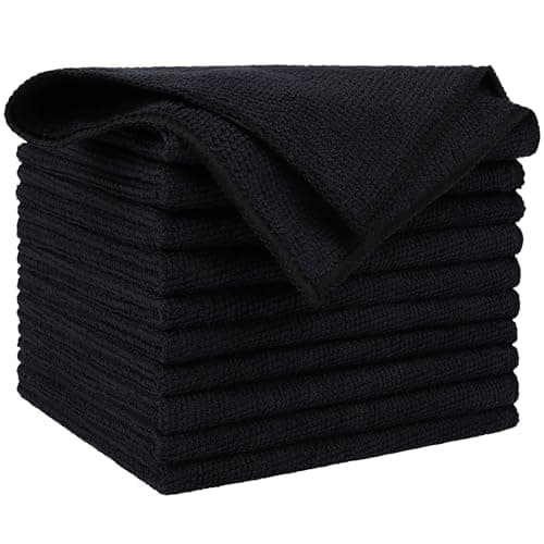 AIDEA Microfiber Cleaning Cloths Black-10PK, Microfiber Towels for Cars, Premium All-Purpose Car Cloths, Dusting Cloth Cleaning Rags, Absorbent...