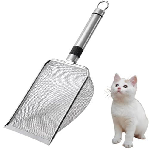 MITUMOMO Small Holes Cat Litter Scoop, Stainless Steel Cat Litter Scoop, Metal Cat Shovel, Kitty Metal Scooper, Non-Stick Durable Cat Litter Scoop,...