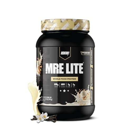 REDCON1 MRE Lite Meal Replacement Powder, Vanilla Milkshake - Animal Based Whole Food Protein Blend with MCT Oil + Pea Protein - Keto Friendly, Low...