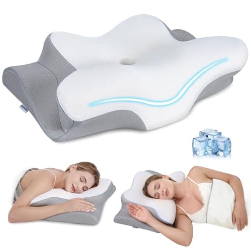 Oreiller cervical PAYHUIN, oreillers en mousse à mémoire de forme pour soulager les douleurs au cou et aux épaules, oreiller de soutien du cou pour dormeurs latéraux, 2 hauteurs ergonomiques...