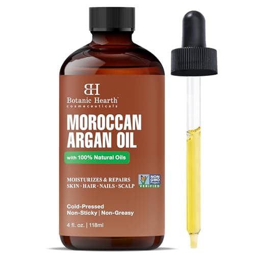 Botanic Hearth Huile capillaire d'argan pour cheveux secs, crépus et bouclés, huile d'argan marocaine hydratante et fortifiante, vérifiée sans OGM, 4 fl oz