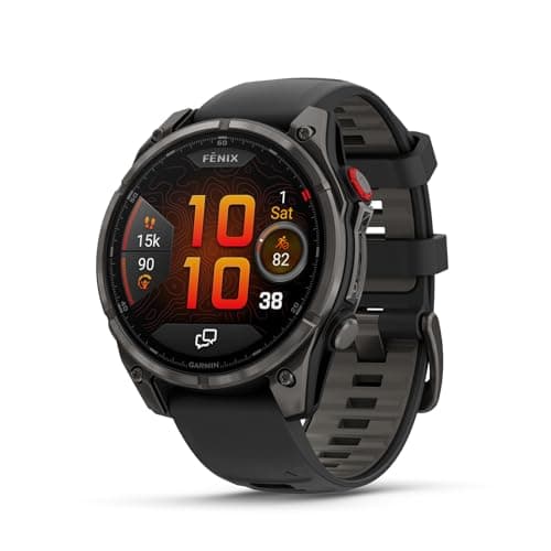 Garmin fēnix® 8 Pro, 47 mm, écran AMOLED, montre intelligente GPS multisport connectée premium, technologie inReach®, saphir, gris carbone DLC Titanium...