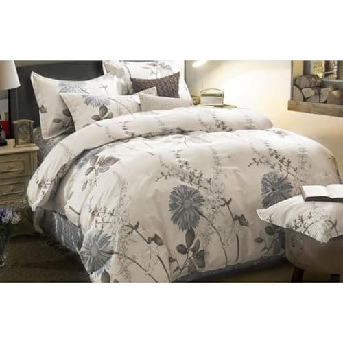 Wake In Cloud - Floral Comforter Set, Botanical Flowers Pattern Printed, 100% Cotton Fabric with Soft Microfiber Inner Fill Bedding (3pcs,...