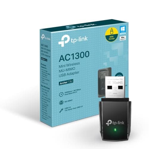 TP-Link AC1300 USB WiFi Adapter(Archer T3U)- 2.4G/5G Dual Band Wireless Network Adapter for PC Desktop, MU-MIMO WiFi Dongle, USB 3.0, Supports...