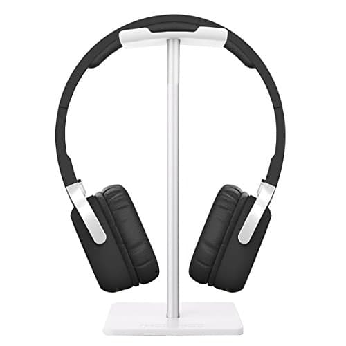 Headphone Stand Headset Holder New Bee Earphone Stand with Aluminum Supporting Bar Flexible Headrest ABS Solid Base for All Headphones Size - Silver