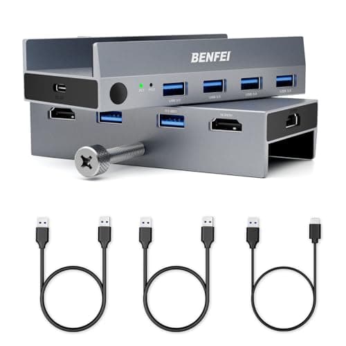 Commutateur KVM HDMI USB 3.0 BENFEI (8K @ 60Hz) avec 4 ports USB 3.0 pour 2 ordinateurs partageant le moniteur clavier souris