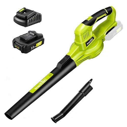 SnapFresh 20V Cordless Leaf Blower, Electric Handheld Leaf Blower with 2.0Ah Battery & Fast Charger, Lightweight 2-Speed for Yard, Lawn,Patio and...