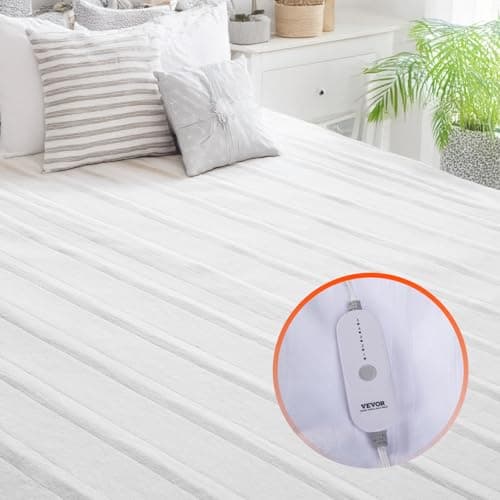 Couvre-matelas chauffant VEVOR, 39 x 75 pouces, chauffe-lit électrique avec contrôle de 1 à 5 réglages de chaleur, arrêt automatique de 10 heures, corail respirant lavable en machine...