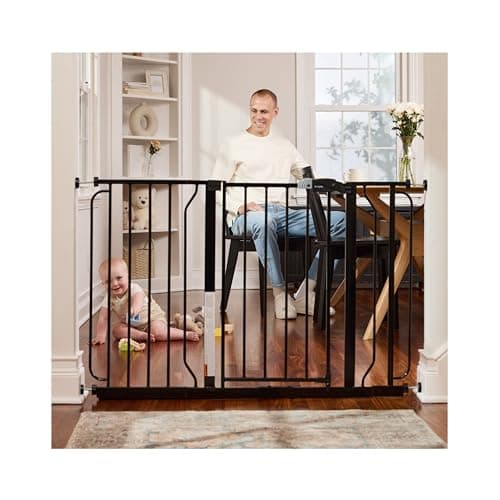 Regalo Easy Step Barrière pour bébé extra large de 49 pouces, comprend un kit d'extension de 4 pouces et 12 pouces, 4 paquets de kit de montage à pression blanc