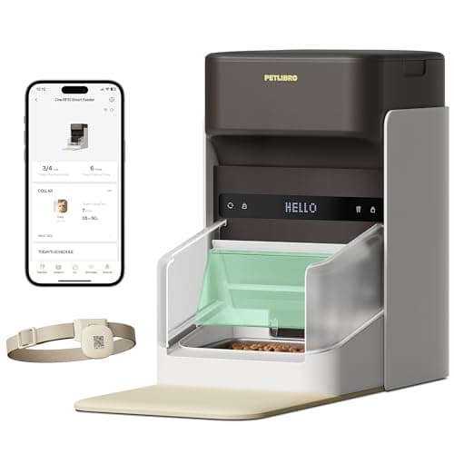 Mangeoire automatique pour chat PETLIBRO RFID, mangeoire automatique pour animaux de compagnie Wi-Fi 5G, contrôle par application de mangeoire pour chat 3L avec capteur d'étiquette de collier, chat automatique activé par étiquette...