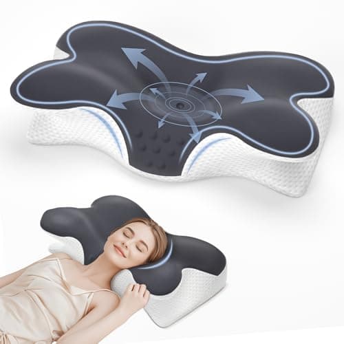Jpoht Oreiller cervical pour soulager les douleurs cervicales, oreiller ergonomique de soutien du cou pour dormir, oreiller orthopédique en mousse à mémoire de forme pour le dos, le ventre...