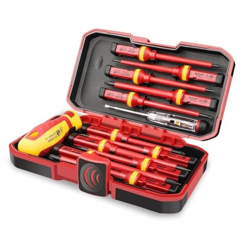 Jeu de tournevis d'électricien isolés HURRICANE 1000 V, tout-en-un professionnel haut de gamme 13 pièces CR-V magnétique Phillips fendu Pozidriv Torx...
