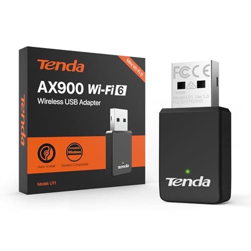 Tenda AX900 WiFi 6 USB Adapter for Desktop PC Laptop, Dual Band 600Mbps 5GHz/ 286Mbps 2.4GHz, Wireles WiFi Adapter for Windows 11/10/7/Ubuntu, USB...