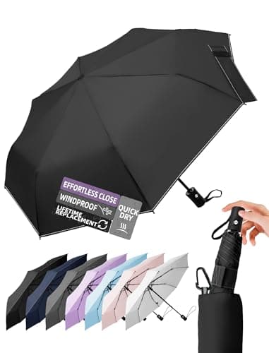 Parapluie coupe-vent de voyage compact LILAC, parapluies pliants à ouverture/fermeture automatique de 43 pouces à séchage rapide pour la pluie, léger et portable petit pour sac à dos de voiture,...