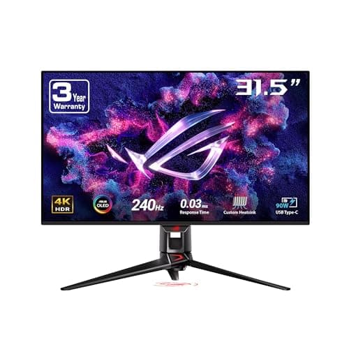 ASUS ROG Swift 32” 4K OLED Gaming Monitor (PG32UCDM) - UHD (3840 x 2160), QD-OLED, 240Hz, 0.03ms, G-SYNC Compatible, Custom Heatsink, Graphene...