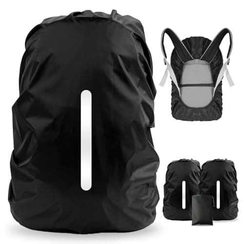 LAMA 2 pièces housse de pluie imperméable pour sac à dos, protection réfléchissante imperméable pour anti-poussière et antivol M 30L-40L noir
