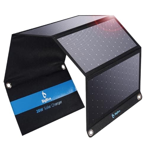 [Upgraded] BigBlue 3 USB Ports 28W Solar Panel Charger(5V/4.8A Max), IP44 Waterproof, Foldable Portable Solar Phone Charger Compatible with iPhone...