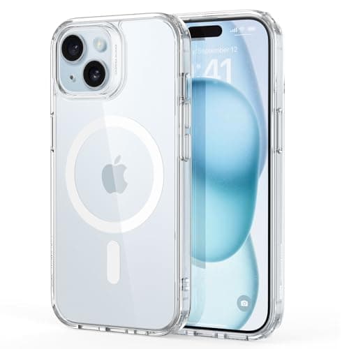 ESR Coque pour iPhone 15 compatible avec MagSafe, coque de téléphone magnétique solide, anti-rayures, antichoc, série classique, transparente
