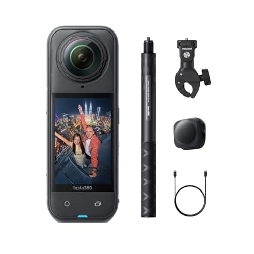 Ensemble moto Insta360 X5 - Caméra 8K 360° étanche, objectif robuste et remplaçable, batterie de 3 heures, audio clair, stabilisation, selfie invisible...