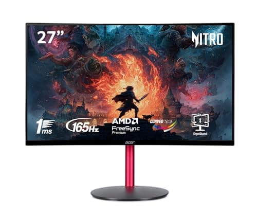 Moniteur de jeu VA à écran large incurvé Acer Nitro ED270R MBMIIPHX 27" Full HD (1920 x 1080) 1500R | AMD FreeSync Premium | 1 ms (VRB) | Rafraîchissement 165 Hz |...