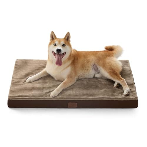 Bedsure ComfyFleece Dog Bed Large, 89x56x7CM Orthopedic Dog Crate Bed with Removable Washable Cover for Large Dogs, NOT WATERPROOF Egg Crate Foam...