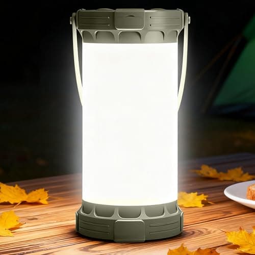 Lanterne de camping ultra lumineuse Glocusent 135 LED, jusqu'à 200H, lampe de camping 5000mAh avec 3 couleurs et 5 luminosité, SOS, Max 1500LM, rechargeable...