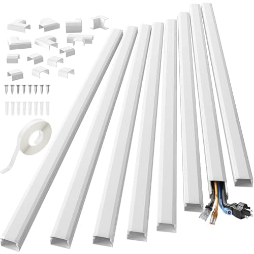 Yecaye 8 Pack Cable Concealer, 125 in Large Size TV Cable Cord Hider, Cable Management for Wires on Wall, Paintable Cable Cord Organizer for Home...