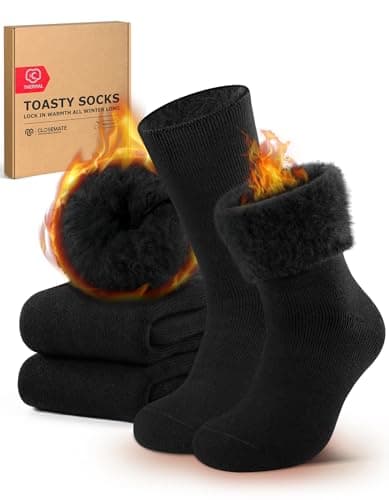 CLOSEMATE Mens Winter Boots Socks Gifts for Men 2 Pairs Warm Thick Thermal Comfortable Moisture Wicking for Cold Weather(2Black, Size L)