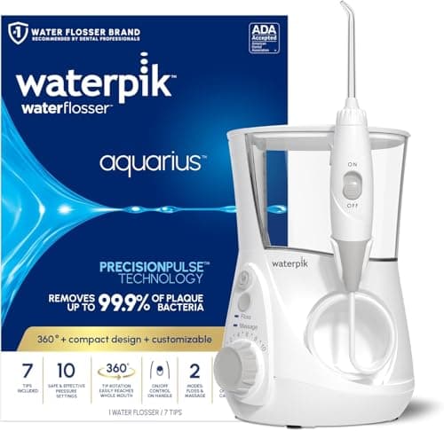 Waterpik Aquarius Water Flosser For Teeth Cleaning, Gums, Braces, Dental Care, Electric Power With 10 Settings, 7 Tips For Multiple Users & Needs,...