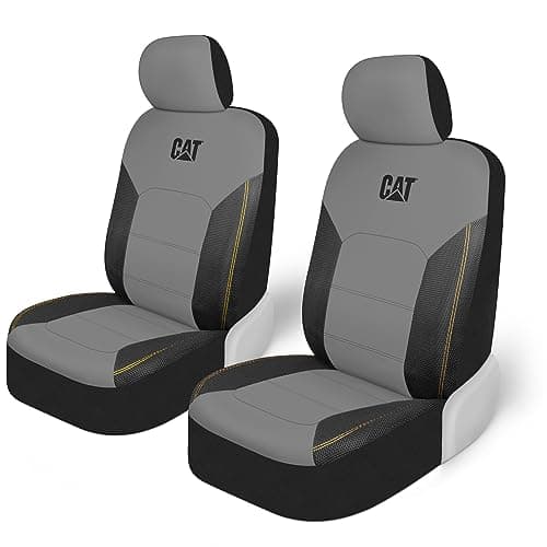 Cat FlexHybrid Car Seat Covers, Gray Premium Faux Leather + Mesh Seat Covers for Cars Trucks SUV, Universal Fit Car Seat Covers Front Seats Only,...