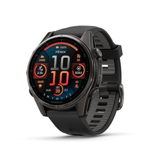 Garmin fēnix 8 – 43 mm, AMOLED, Sapphire, montre intelligente GPS multisports haut de gamme, autonomie longue durée, classée plongée, lampe de poche LED intégrée, carbone...
