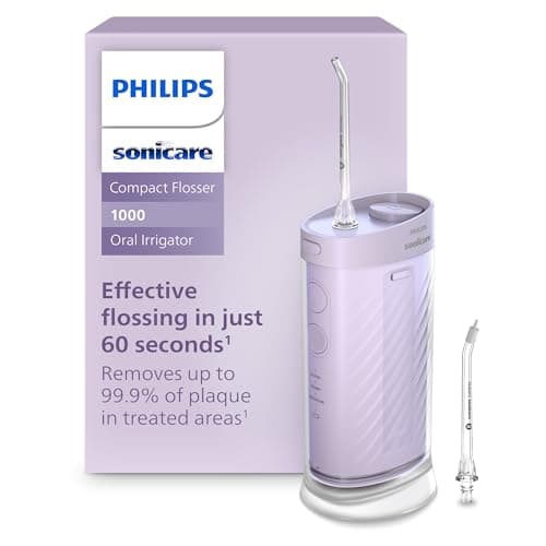 Philips Sonicare Compact Flosser 1000, hydropulseur portable avec 3 modes de soie dentaire, irrigateur oral étanche IPX7, adapté aux voyages, violet, modèle...