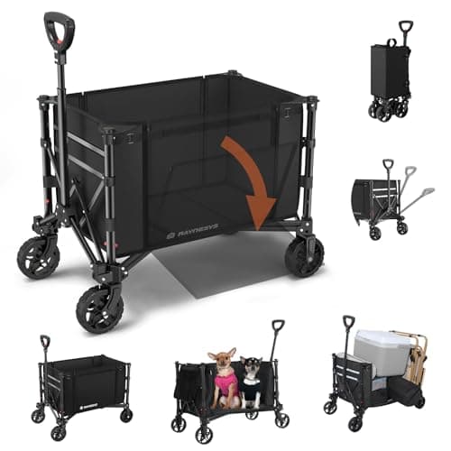 Chariot pliable 3 en 1 se convertit en banc, chariot pliable de 220 lb avec roues, chariot de courses de 120 L pour épicerie, chariot utilitaire pliable pour...