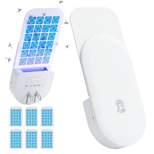 Fly Trap Indoor for Home, 2 in 1 Indoor Plug-in Flying Insect Trap for Flies, Fruit Flies, Moths, Gnats, Mosquito 1 Trap White and 6 Glue Cardsfor...