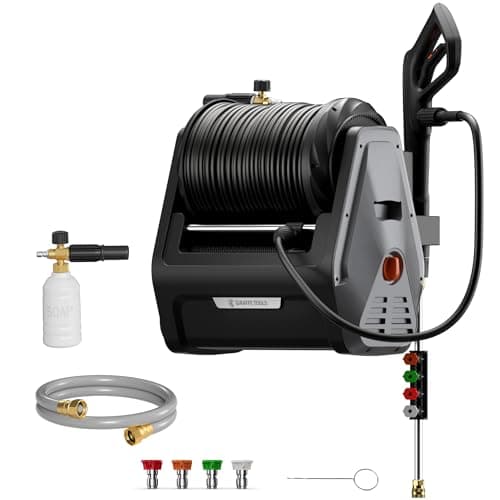 Giraffe Tools Nettoyeur haute pression rétractable Grandfalls Essential, Max 2900PSI, 2.2GPM, Nettoyeur haute pression mural avec tuyaux remplaçables de 100 pieds, 4...