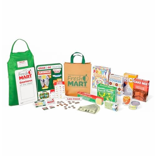 Melissa & Doug Fresh Mart Grocery Store Play Food et jeu de rôle Companion Set, épicerie pour enfants faisant semblant de faire semblant de nourriture, pour les enfants âgés de 3 ans et plus
