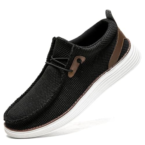 DLWKIPV Mocassins à enfiler pour homme - Chaussures de marche décontractées - Baskets tendance pour gym, conduite, Penny - Légères et respirantes - Chaussures de bureau - Noir US 11