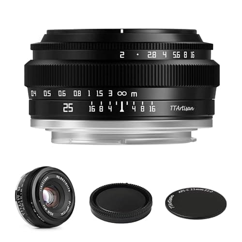 TTARTISAN 25mm F2 Wide-Angle APS-C Camera Lens Large Aperture Manual Fixed Compatible with Fuji X-Mount Cameras X-A2 X-A3 X-A5 X-A7 X-H1 XT1 X-T2...