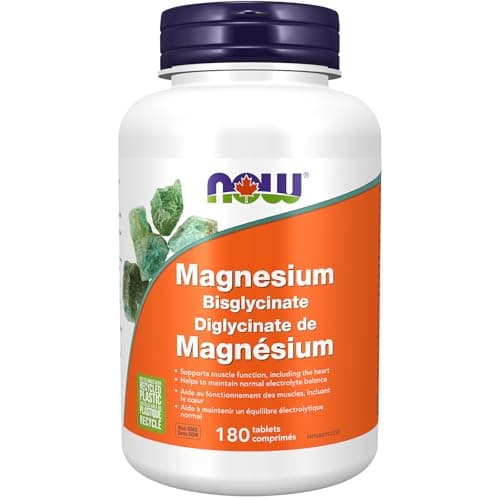 NOW Supplements, Glycinate de magnésium 100 mg, forme hautement absorbable, 180 comprimés