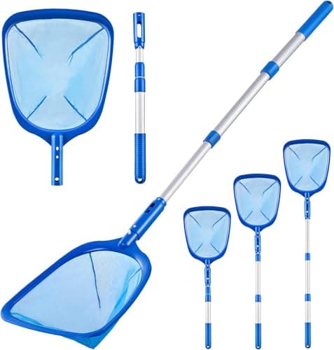 FBSPORT Pool Skimmer Net with Telescopic Pole, 59 inch Swimming Pool Leaf Net, Fine Mesh Pool Net, Pool Cleaner Maintenance Tool-Easy to Collecting...