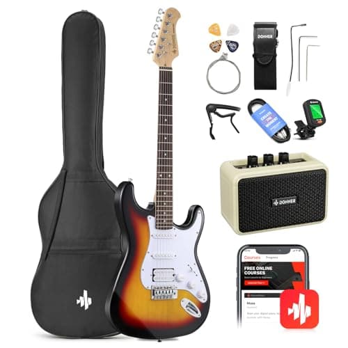 Donner DST-100 39 Inch Electric Guitar Beginner Kits Solid Body Electric Guitar Kit Package HSS Pickup with All Accessories Amplifier, Bag, Tuner,...