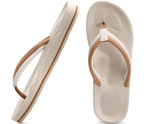 COFACE Tongs pour femmes avec soutien de la voûte plantaire Tapis de yoga confortable Tongs-sandales Tongs orthopédiques légères pour femmes à enfiler sur la plage d'été...