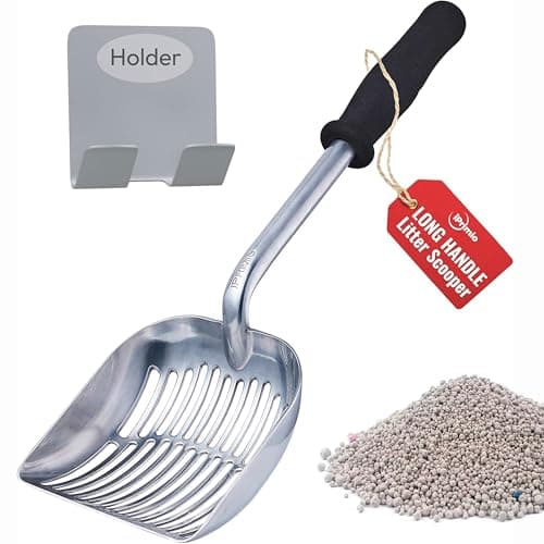 iPrimio Scoop Monster Litter Scoop with Long Handle and Soft Grip - Extra Large Scooper Non Stick Coated Black