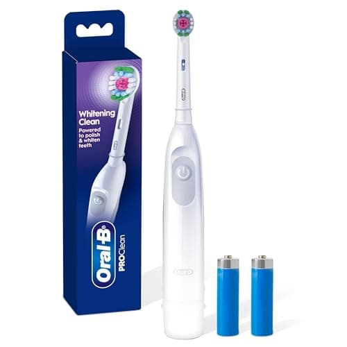 Brosse à dents à batterie Oral B Pro Clean, Whitening Clean - Blanc, 1 brosse à dents, 1 tête de brosse, minuterie intégrée et piles incluses