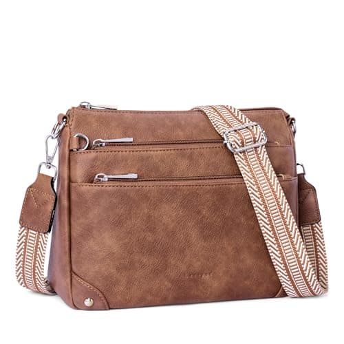 Lexiyat Crossbody Bags for Women Rfid Travel Crossbody Purses Leather Roomy Handbags Medium Shoulder bag with Adjustable Strap