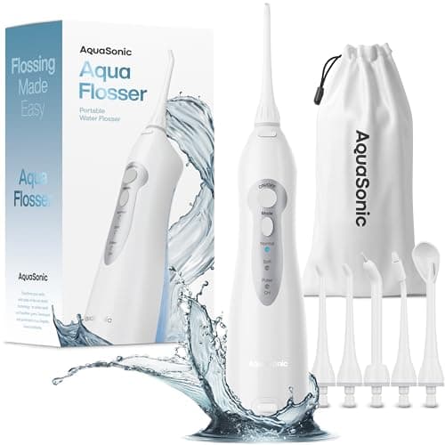 AquaSonic Aqua Flosser - Cordless Rechargeable Water Flosser for Teeth - Waterproof, Portable Oral Irrigator for Dental Cleaning with 5 Jet Tips –...